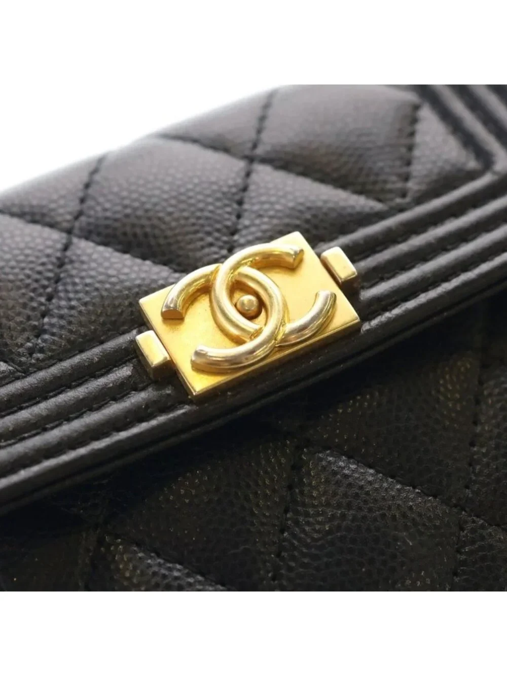 Chanel Boy Compact Wallet Caviar Leather Black